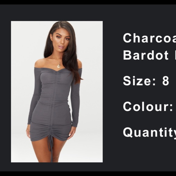 Pretty Little Thing Charcoal Bodycon Dress - Picture 2 of 2